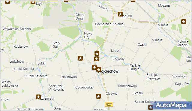 mapa Wojciechów-Kolonia Piąta, Wojciechów-Kolonia Piąta na mapie Targeo