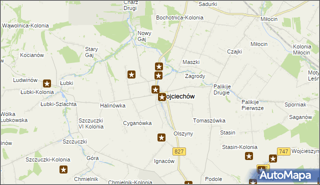 mapa Wojciechów powiat lubelski, Wojciechów powiat lubelski na mapie Targeo