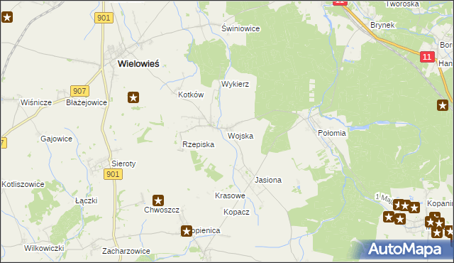 mapa Wojska, Wojska na mapie Targeo