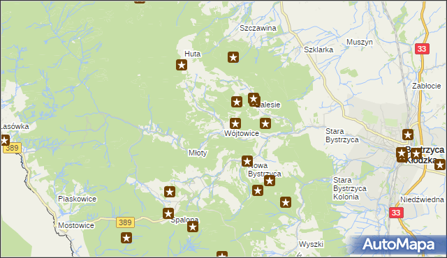 mapa Wójtowice gmina Bystrzyca Kłodzka, Wójtowice gmina Bystrzyca Kłodzka na mapie Targeo