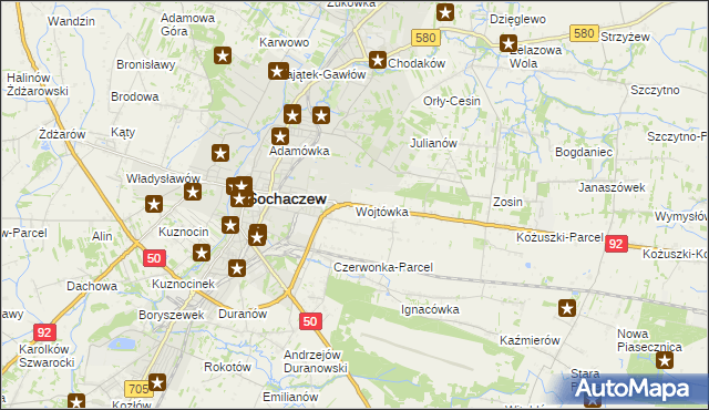 mapa Wojtówka gmina Sochaczew, Wojtówka gmina Sochaczew na mapie Targeo