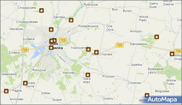 mapa Wola-Chojnata, Wola-Chojnata na mapie Targeo