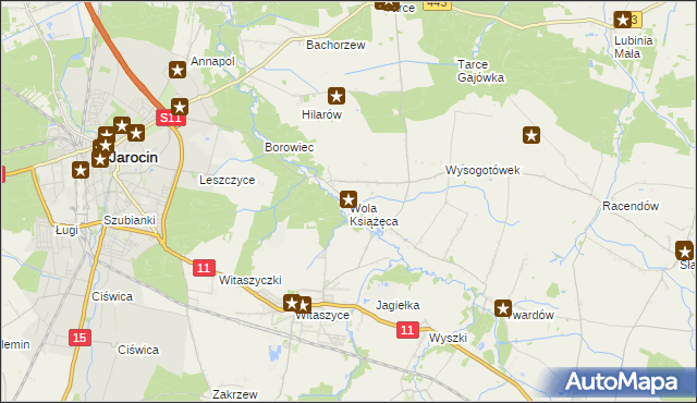 mapa Wola Książęca, Wola Książęca na mapie Targeo