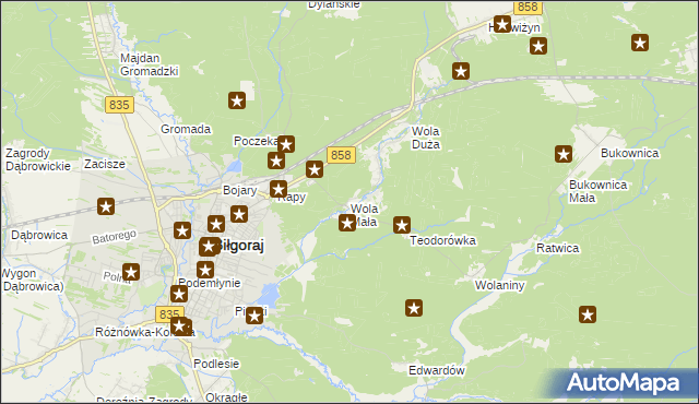 mapa Wola Mała gmina Biłgoraj, Wola Mała gmina Biłgoraj na mapie Targeo