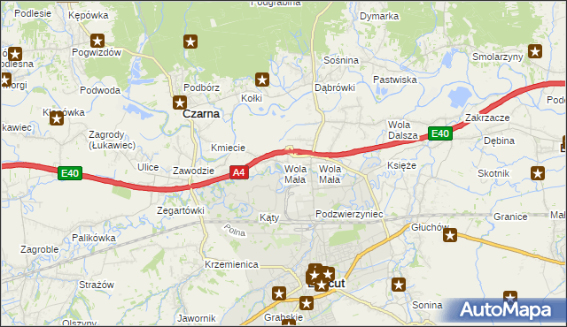 mapa Wola Mała gmina Czarna, Wola Mała gmina Czarna na mapie Targeo