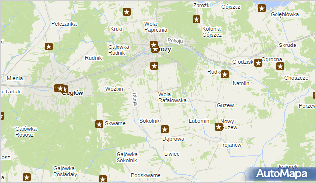 mapa Wola Rafałowska gmina Mrozy, Wola Rafałowska gmina Mrozy na mapie Targeo