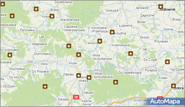 mapa Wola Skrzydlańska, Wola Skrzydlańska na mapie Targeo