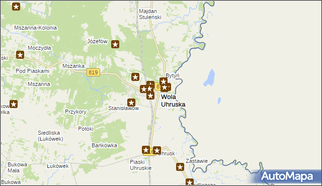 mapa Wola Uhruska, Wola Uhruska na mapie Targeo