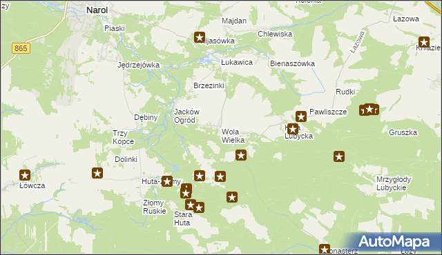 mapa Wola Wielka gmina Narol, Wola Wielka gmina Narol na mapie Targeo