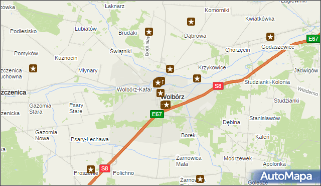 mapa Wolbórz, Wolbórz na mapie Targeo