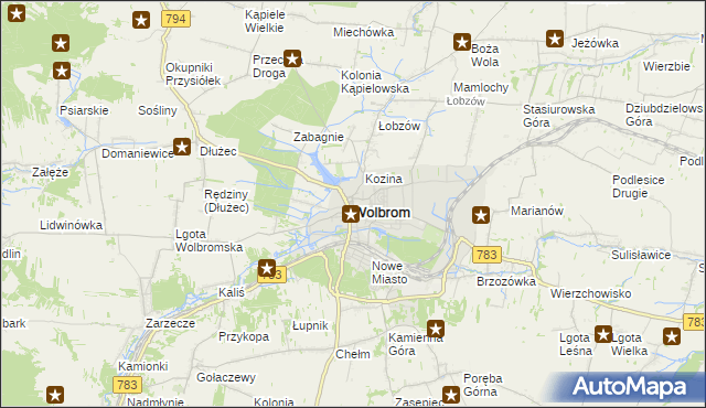mapa Wolbrom, Wolbrom na mapie Targeo