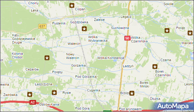 mapa Wólka-Konstancja, Wólka-Konstancja na mapie Targeo