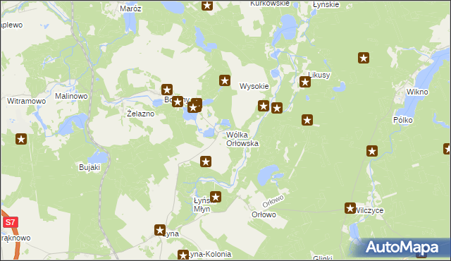 mapa Wólka Orłowska gmina Nidzica, Wólka Orłowska gmina Nidzica na mapie Targeo