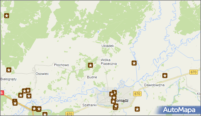 mapa Wólka Piaseczna gmina Goniądz, Wólka Piaseczna gmina Goniądz na mapie Targeo