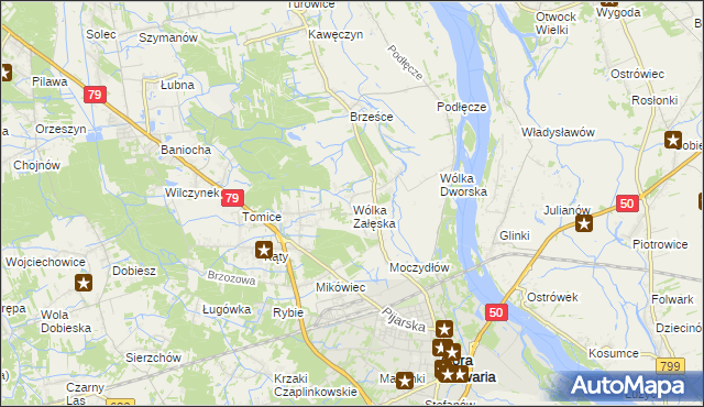 mapa Wólka Załęska gmina Góra Kalwaria, Wólka Załęska gmina Góra Kalwaria na mapie Targeo