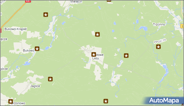 mapa Wołowe Lasy, Wołowe Lasy na mapie Targeo