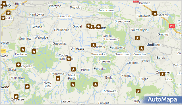 mapa Wrocanka gmina Tarnowiec, Wrocanka gmina Tarnowiec na mapie Targeo