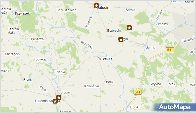 mapa Września gmina Rościszewo, Września gmina Rościszewo na mapie Targeo