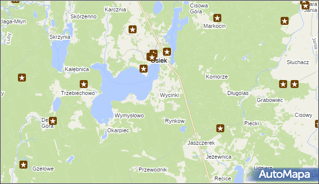 mapa Wycinki gmina Osiek, Wycinki gmina Osiek na mapie Targeo