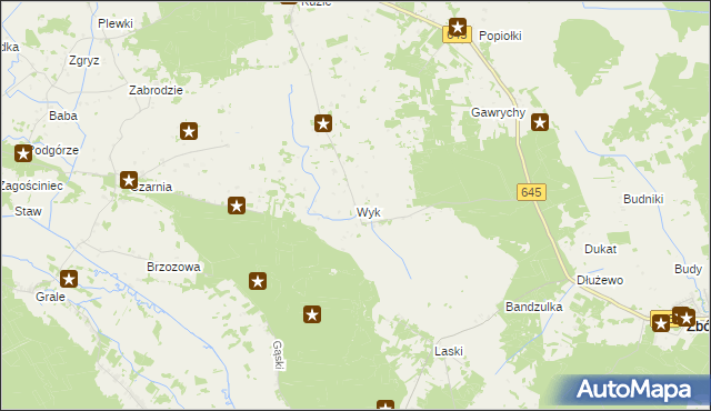 mapa Wyk gmina Zbójna, Wyk gmina Zbójna na mapie Targeo