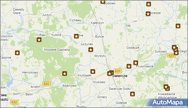 mapa Wyrzyki gmina Świercze, Wyrzyki gmina Świercze na mapie Targeo