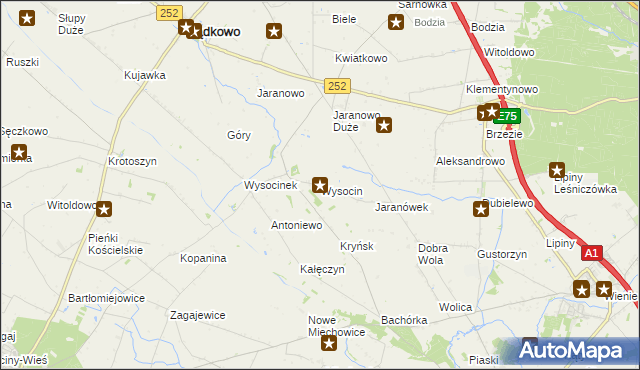 mapa Wysocin gmina Bądkowo, Wysocin gmina Bądkowo na mapie Targeo