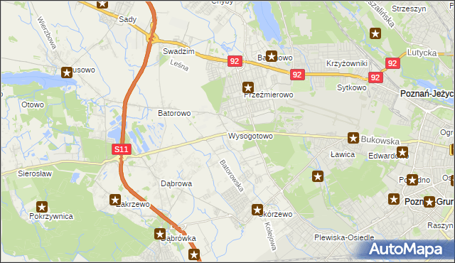 mapa Wysogotowo, Wysogotowo na mapie Targeo