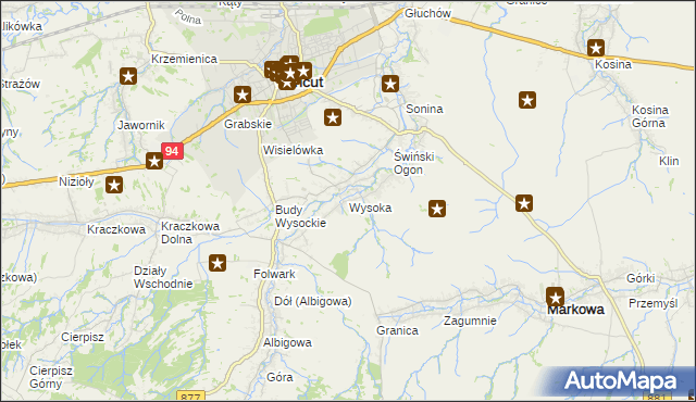 mapa Wysoka gmina Łańcut, Wysoka gmina Łańcut na mapie Targeo