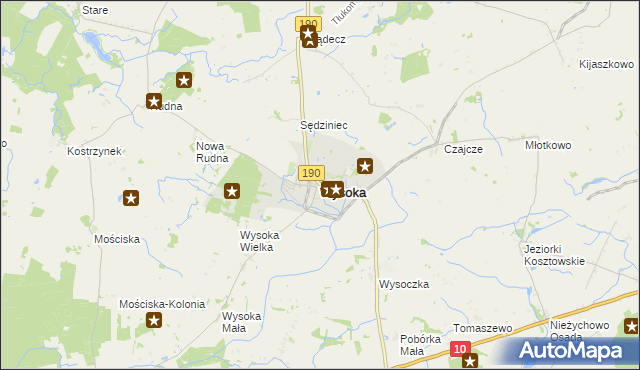 mapa Wysoka powiat pilski, Wysoka powiat pilski na mapie Targeo