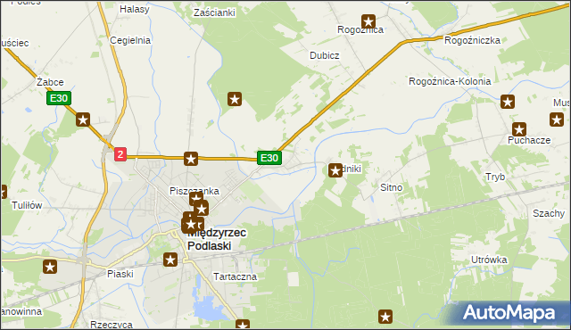 mapa Wysokie gmina Międzyrzec Podlaski, Wysokie gmina Międzyrzec Podlaski na mapie Targeo