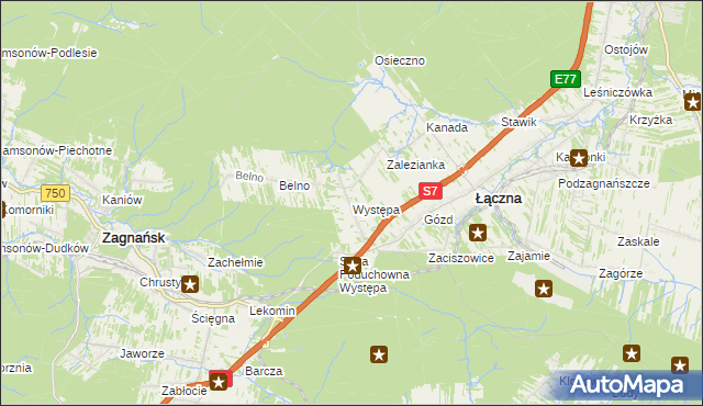 mapa Występa, Występa na mapie Targeo