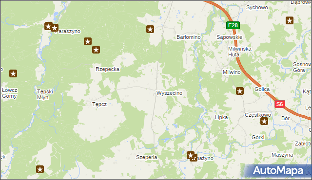mapa Wyszecino, Wyszecino na mapie Targeo