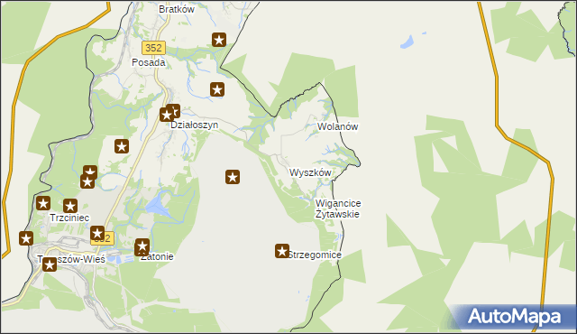 mapa Wyszków gmina Bogatynia, Wyszków gmina Bogatynia na mapie Targeo
