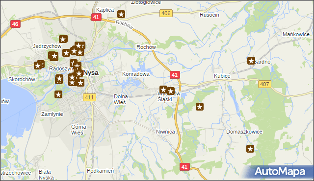 mapa Wyszków Śląski, Wyszków Śląski na mapie Targeo