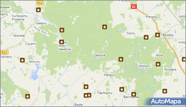 mapa Zabłocie gmina Górowo Iławeckie, Zabłocie gmina Górowo Iławeckie na mapie Targeo