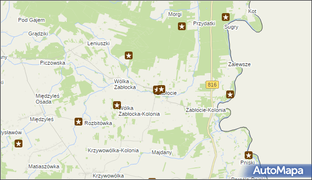 mapa Zabłocie gmina Kodeń, Zabłocie gmina Kodeń na mapie Targeo