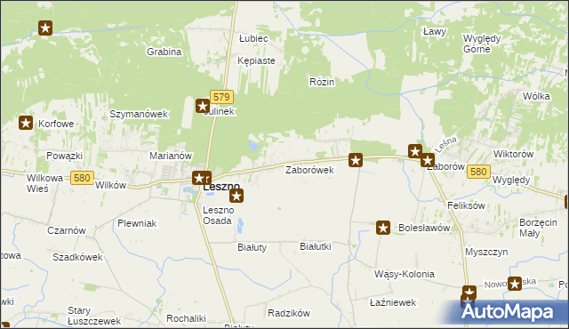 mapa Zaborówek gmina Leszno, Zaborówek gmina Leszno na mapie Targeo