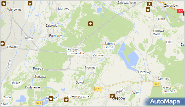 mapa Zabrnie gmina Grębów, Zabrnie gmina Grębów na mapie Targeo