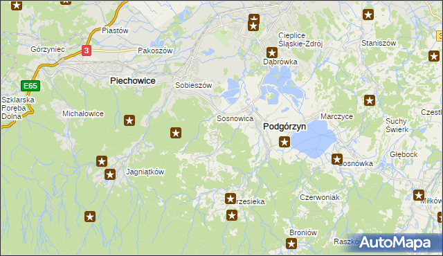 mapa Zachełmie gmina Podgórzyn, Zachełmie gmina Podgórzyn na mapie Targeo