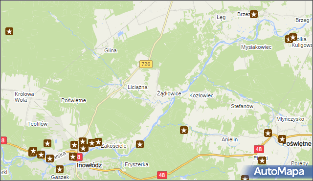 mapa Żądłowice, Żądłowice na mapie Targeo