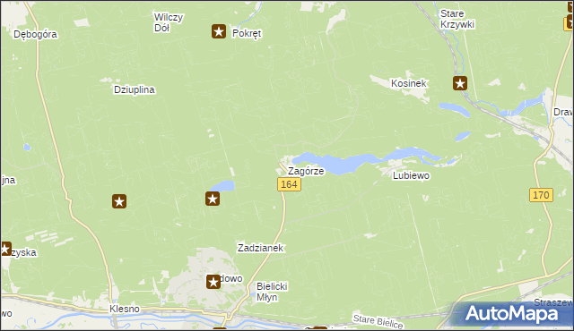 mapa Zagórze gmina Drezdenko, Zagórze gmina Drezdenko na mapie Targeo