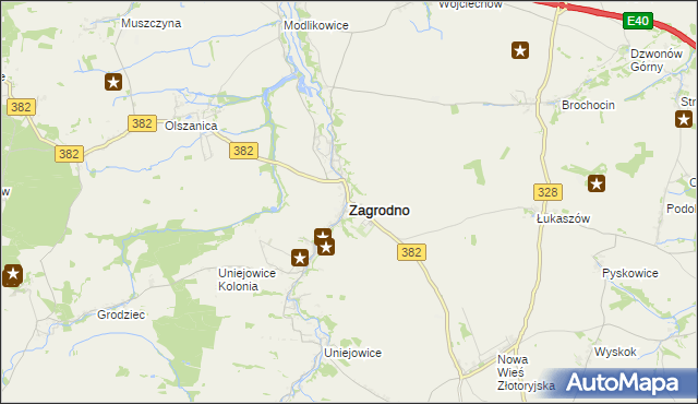 mapa Zagrodno powiat złotoryjski, Zagrodno powiat złotoryjski na mapie Targeo