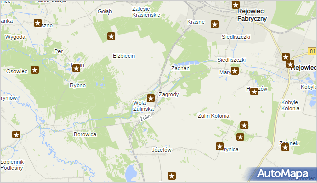 mapa Zagrody gmina Rejowiec, Zagrody gmina Rejowiec na mapie Targeo
