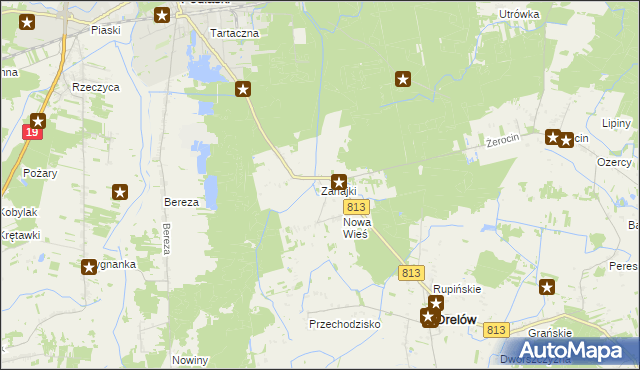 mapa Zahajki gmina Drelów, Zahajki gmina Drelów na mapie Targeo