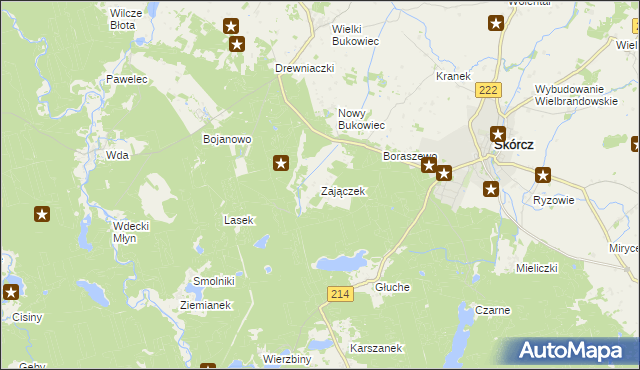 mapa Zajączek gmina Skórcz, Zajączek gmina Skórcz na mapie Targeo