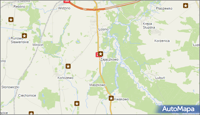 mapa Zajączkowo gmina Kobylnica, Zajączkowo gmina Kobylnica na mapie Targeo