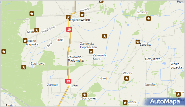 mapa Żakowola Stara, Żakowola Stara na mapie Targeo