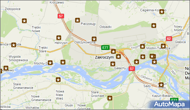 mapa Zakroczym, Zakroczym na mapie Targeo