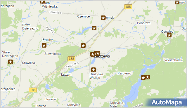 mapa Zakrzewo powiat złotowski, Zakrzewo powiat złotowski na mapie Targeo