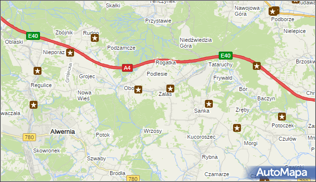 mapa Zalas gmina Krzeszowice, Zalas gmina Krzeszowice na mapie Targeo